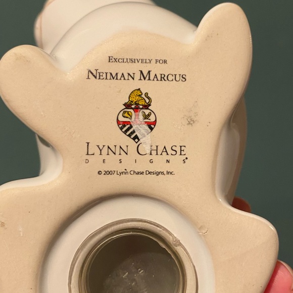 Lynn Chase Designs Ceramic Bunny Rabbit Coin Bank with Butterfly Neiman Marcus - Picture 5 of 7